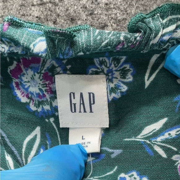 GAP Teal Floral Ruffle Blouse - Picture 4 of 5
